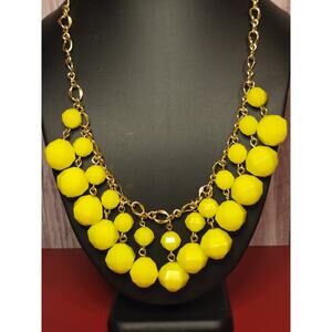 Kate Spade New York Yellow Bead Bib Necklace | Chunky Gold Tone Statement...